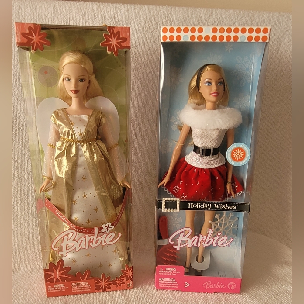 Barbie 2005 Holiday Angel & 2007 Holiday Wishes Brand New - Lot